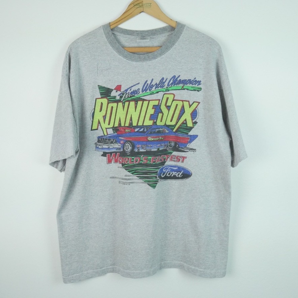 Vintage 1993‎ Ronnie Sox Signed Drag Racing T-Shirt XL Single Stitch Autographed
